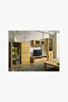 Modern tölgyfa nappali szekrénysor 4 részes, természetes tölgy furnér